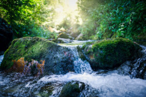 Fresh waterfall along the Salat river in southwest France