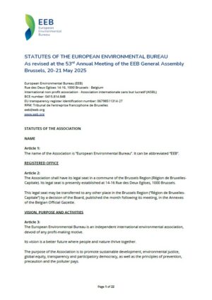 First page of the EEB Statutes document