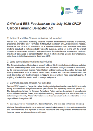 Front page of the response to the CRCF delegated act